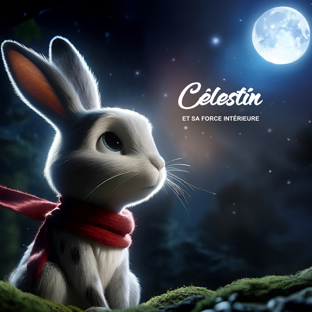 Couverture de "Célestin et sa Force Intérieure" montrant Célestin admirant le ciel nocturne étoilé, symbolisant la recherche de la résilience intérieure.