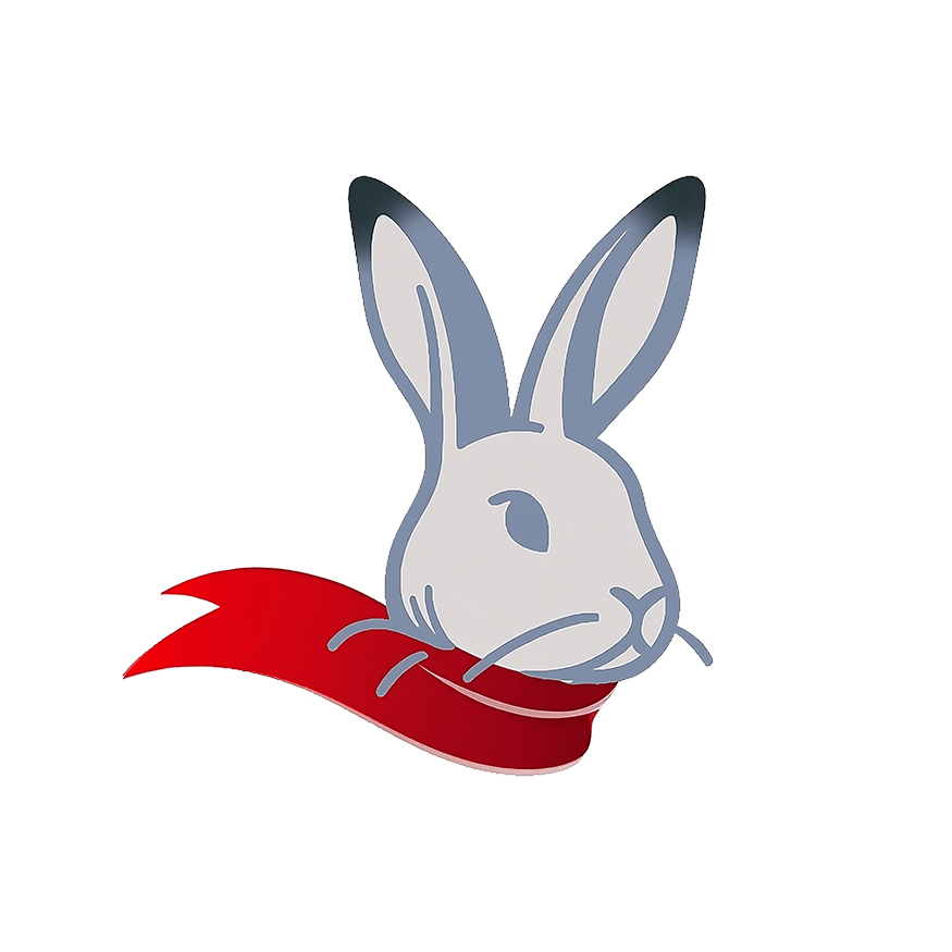 Logo de "Les Aventures de Célestin" montrant un lapin stylisé, symbole de la série de livres pour enfants.
